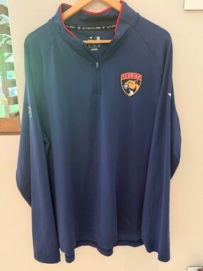 NEW Florida Panthers Fanatics Navy Blue Authentic Pro NHL Pullover 3/4 zip XL